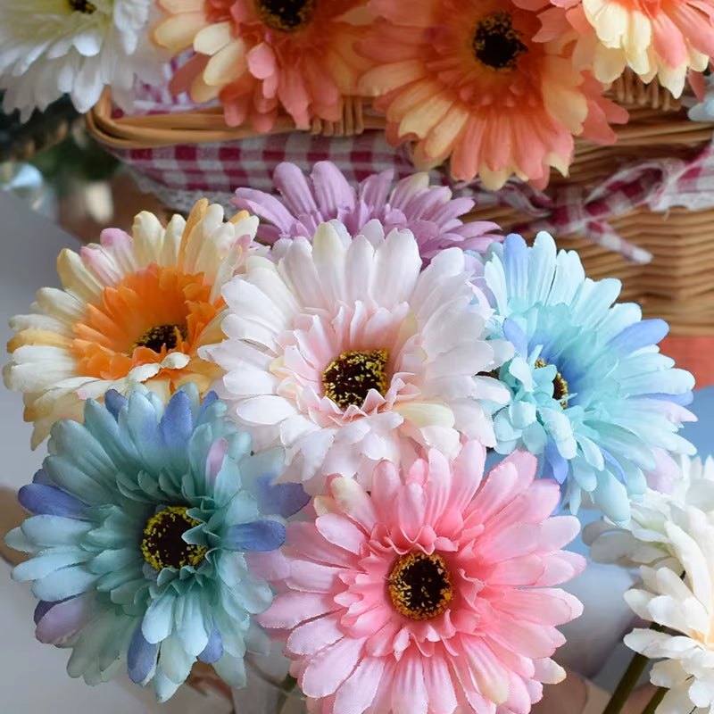 1Pc/3Pc/6Pc Artificial Silk Gerbera Flowers Wedding Home Verandahs Table Decor Fake Daisy Chrysanthemum Party Home Decoration