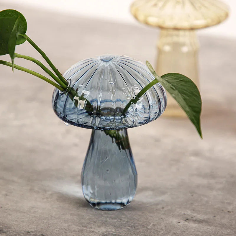 Transparent Jelly Color Mushroom Glass Vase Aromatherapy Bottle Home Small Vase Hydroponic Flower Pot Simple Table Decoration