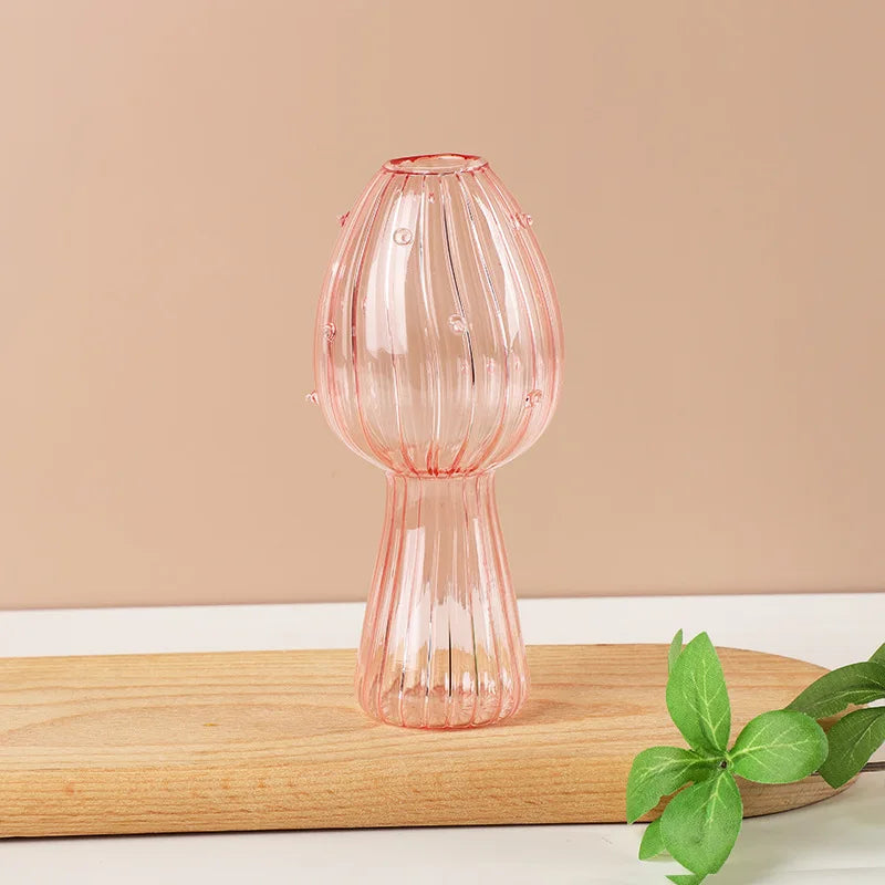 Transparent Jelly Color Mushroom Glass Vase Aromatherapy Bottle Home Small Vase Hydroponic Flower Pot Simple Table Decoration