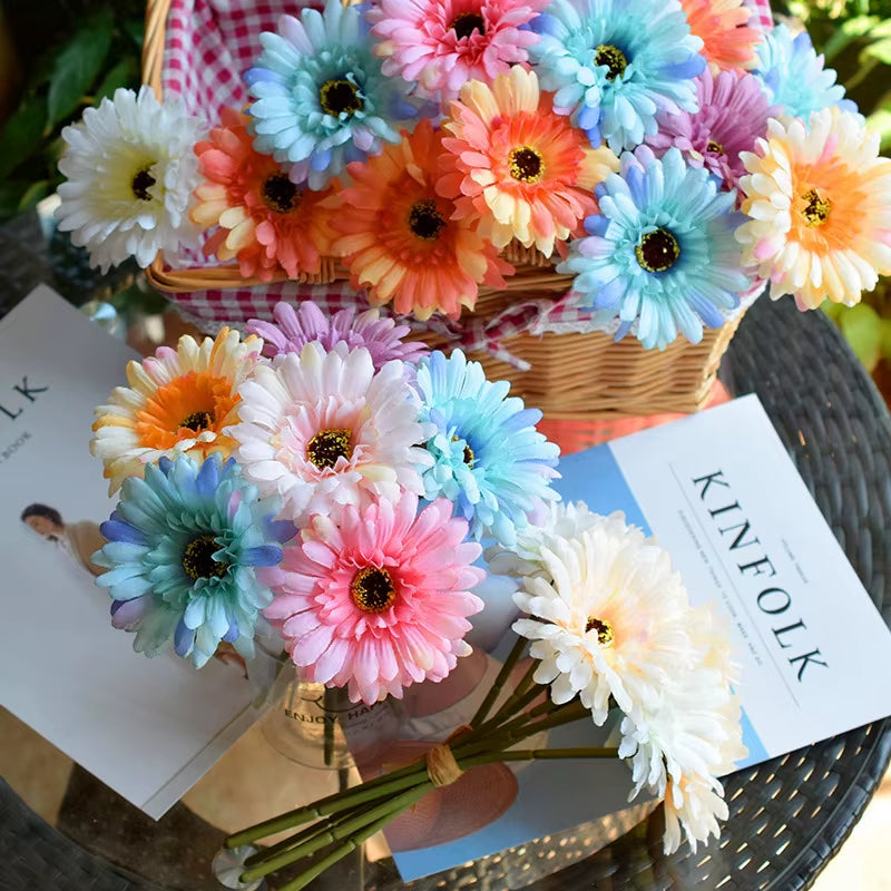 1Pc/3Pc/6Pc Artificial Silk Gerbera Flowers Wedding Home Verandahs Table Decor Fake Daisy Chrysanthemum Party Home Decoration
